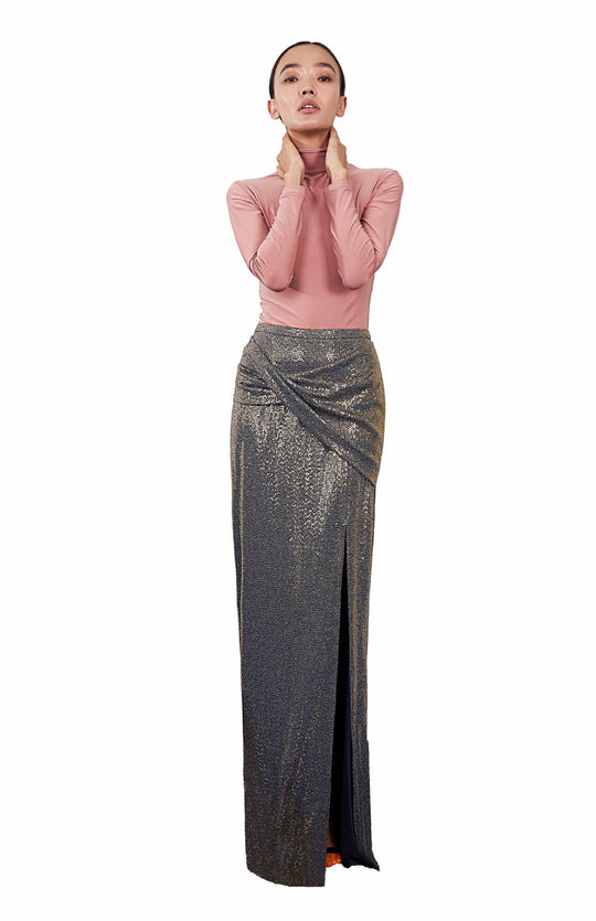 gold sequin maxi skirt