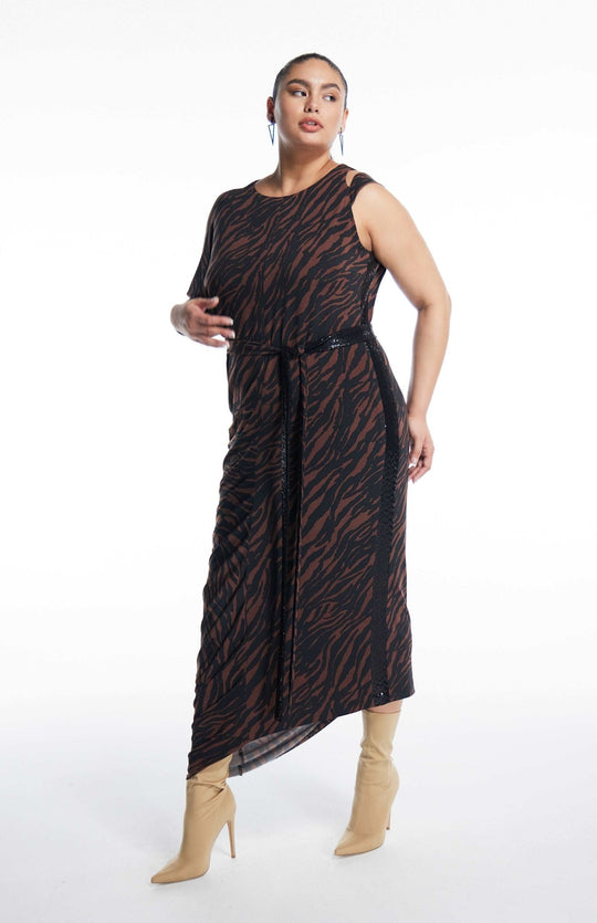 elegant plus size printed knit cocktail dress