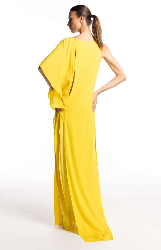 elegant yellow silk gown