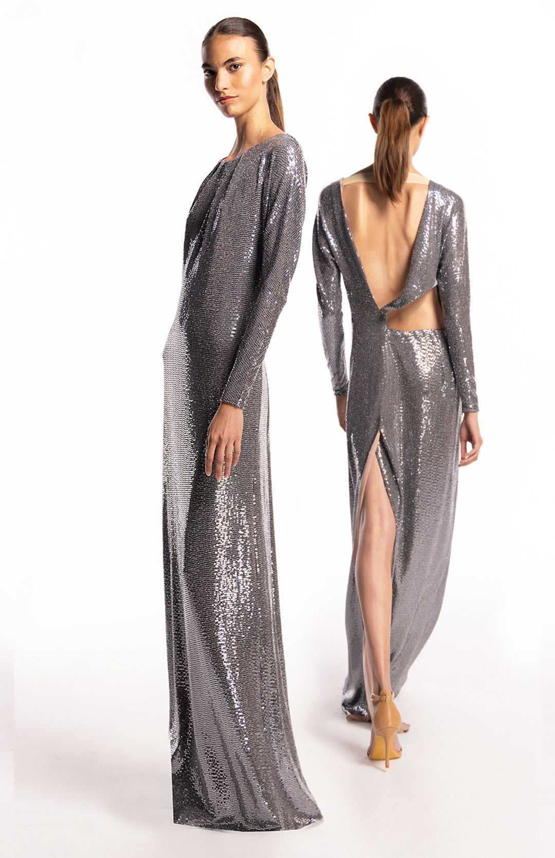 Promethea | Long Sequin Dress With Cutout Back