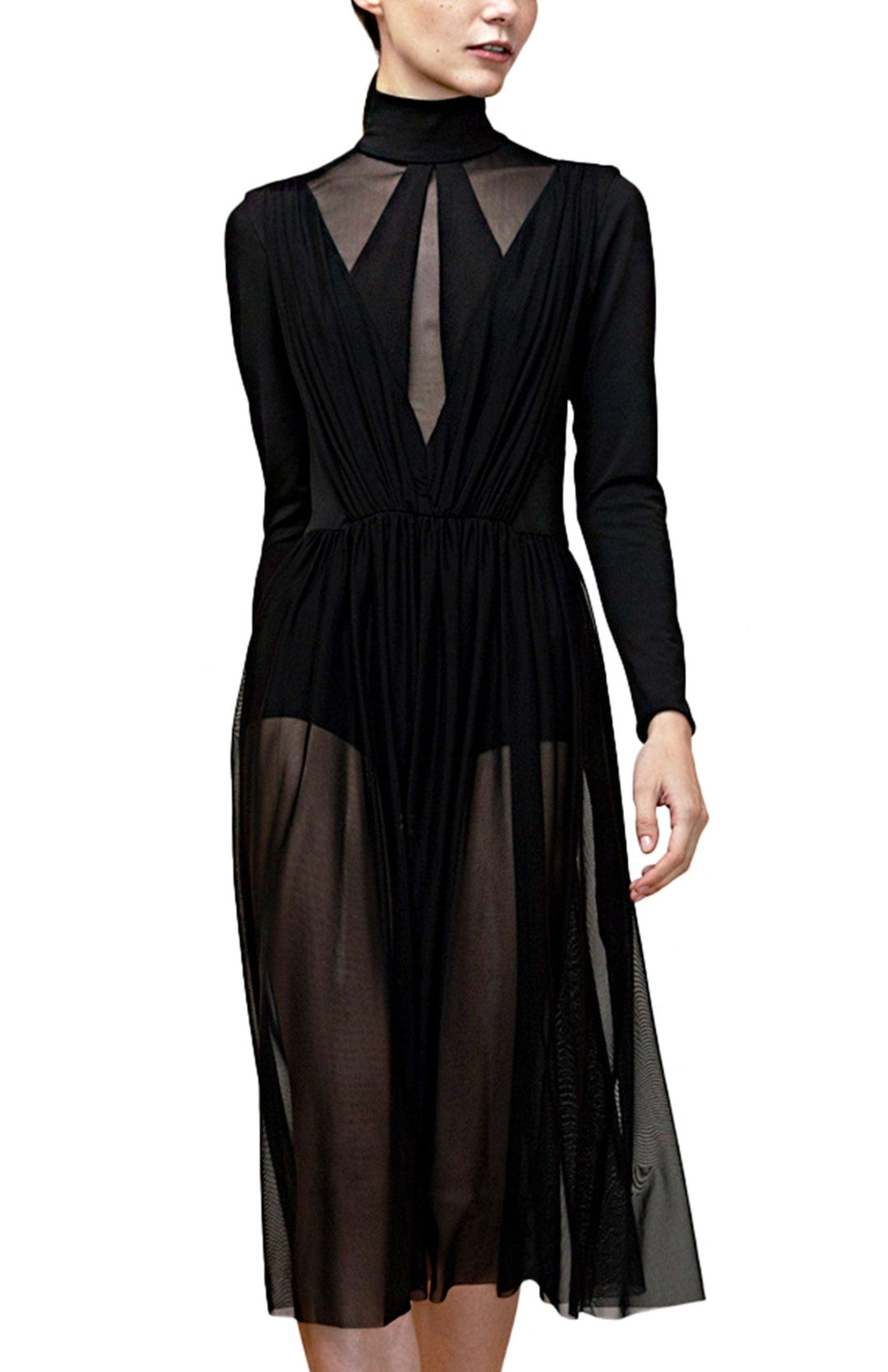 Elegant black bodysuit dress