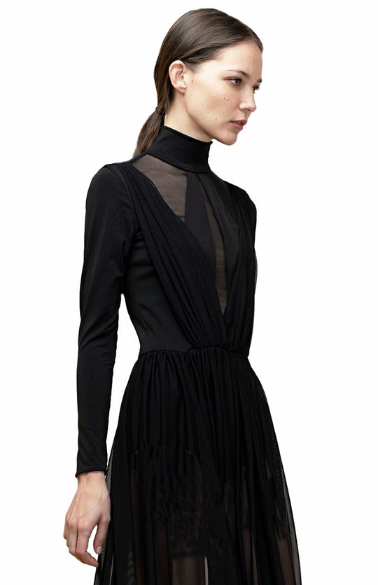 black turtleneck bodysuit dress