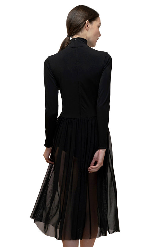 black long sleeve bodysuit dress