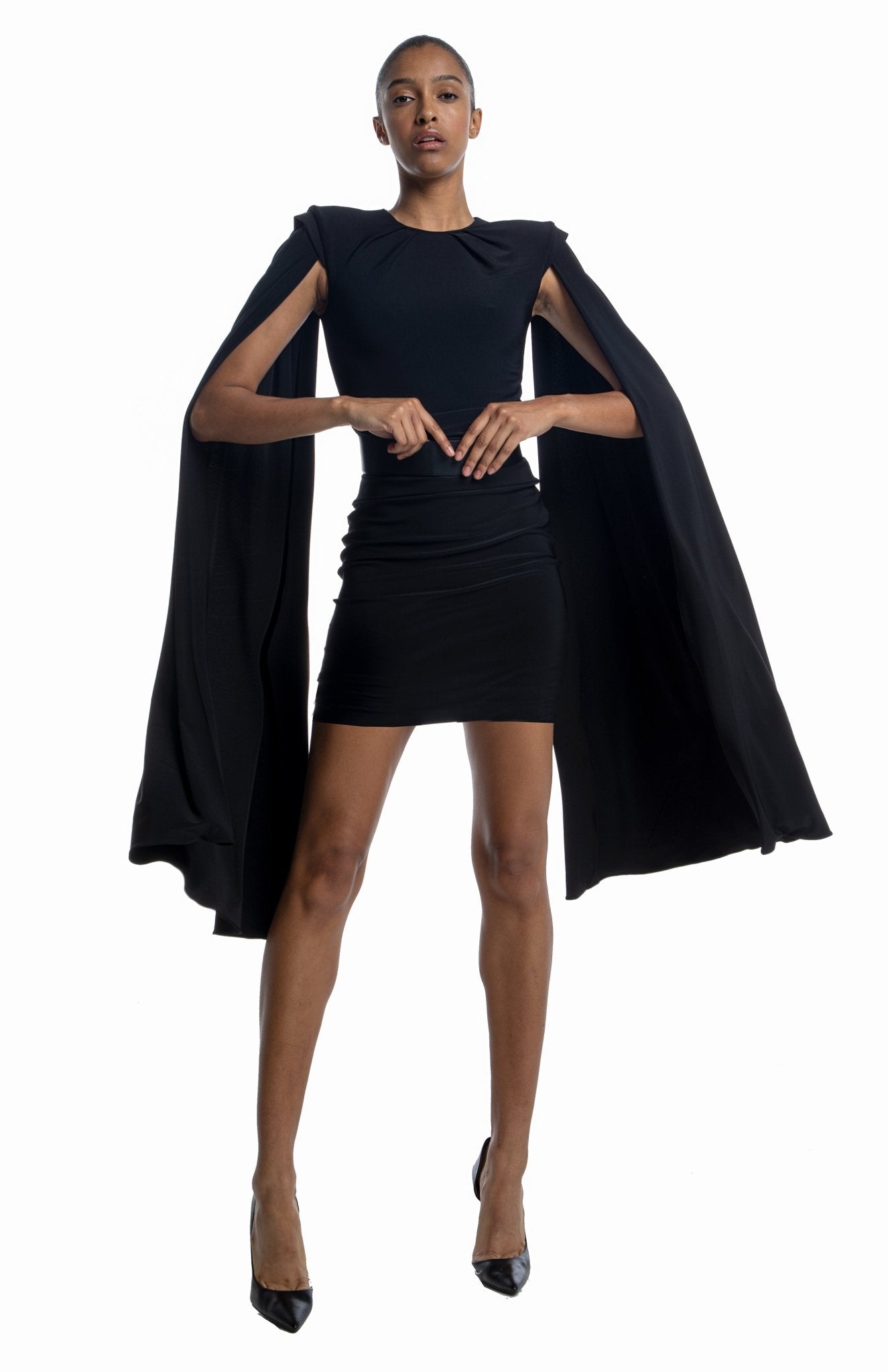 Mini Cocktail Dress, Cape Sleeves, Elegant | Inoussa | Michail – michail