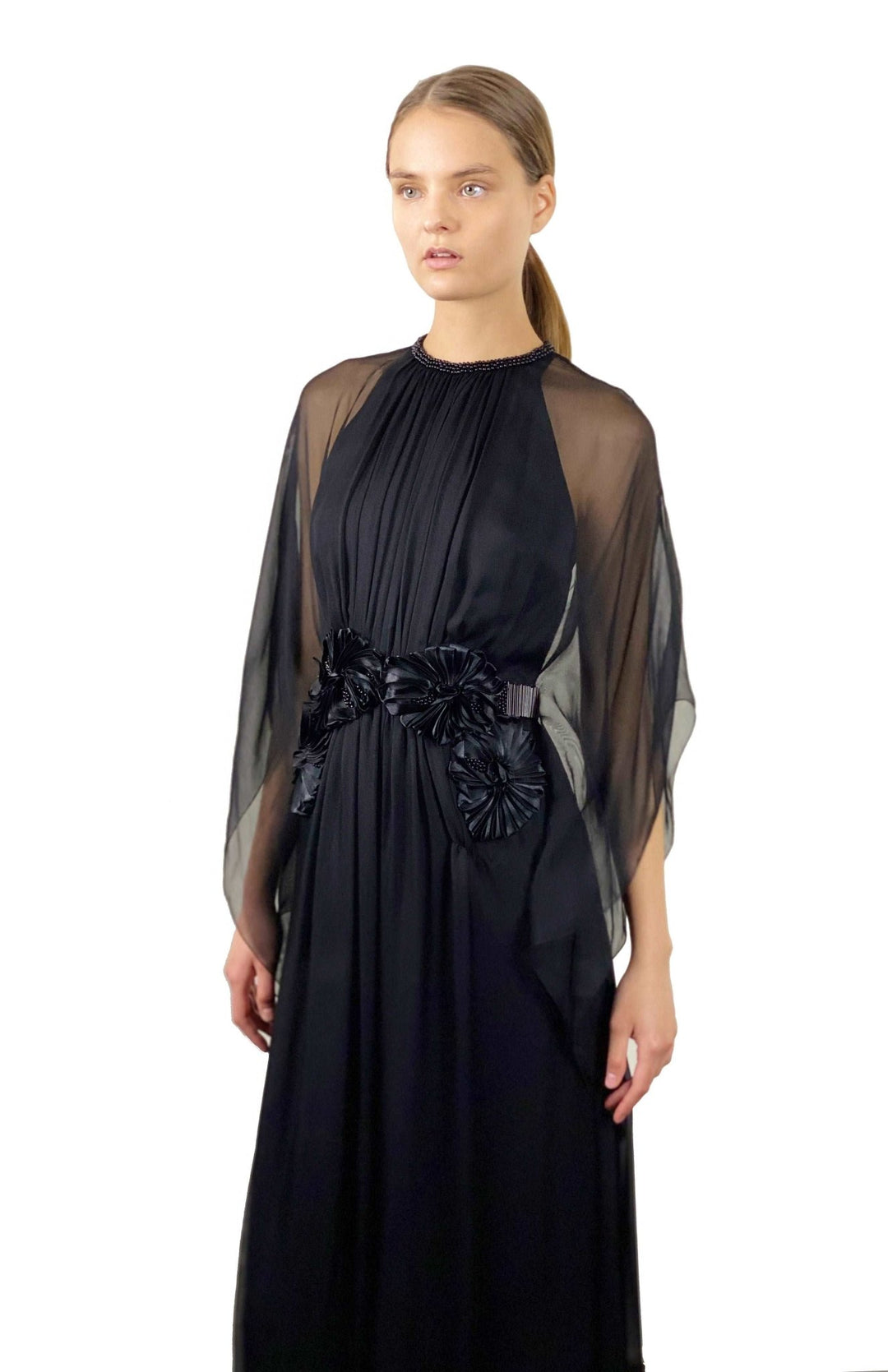 long black chiffon gown