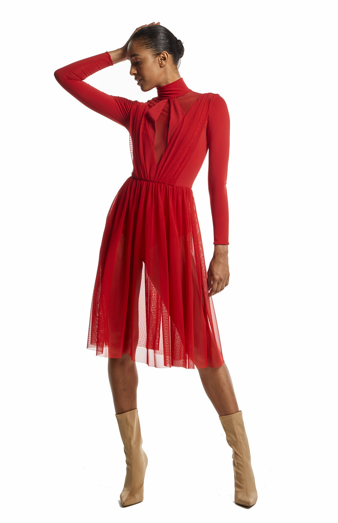 Nymphe | Turtleneck Sheer Bodysuit Dress