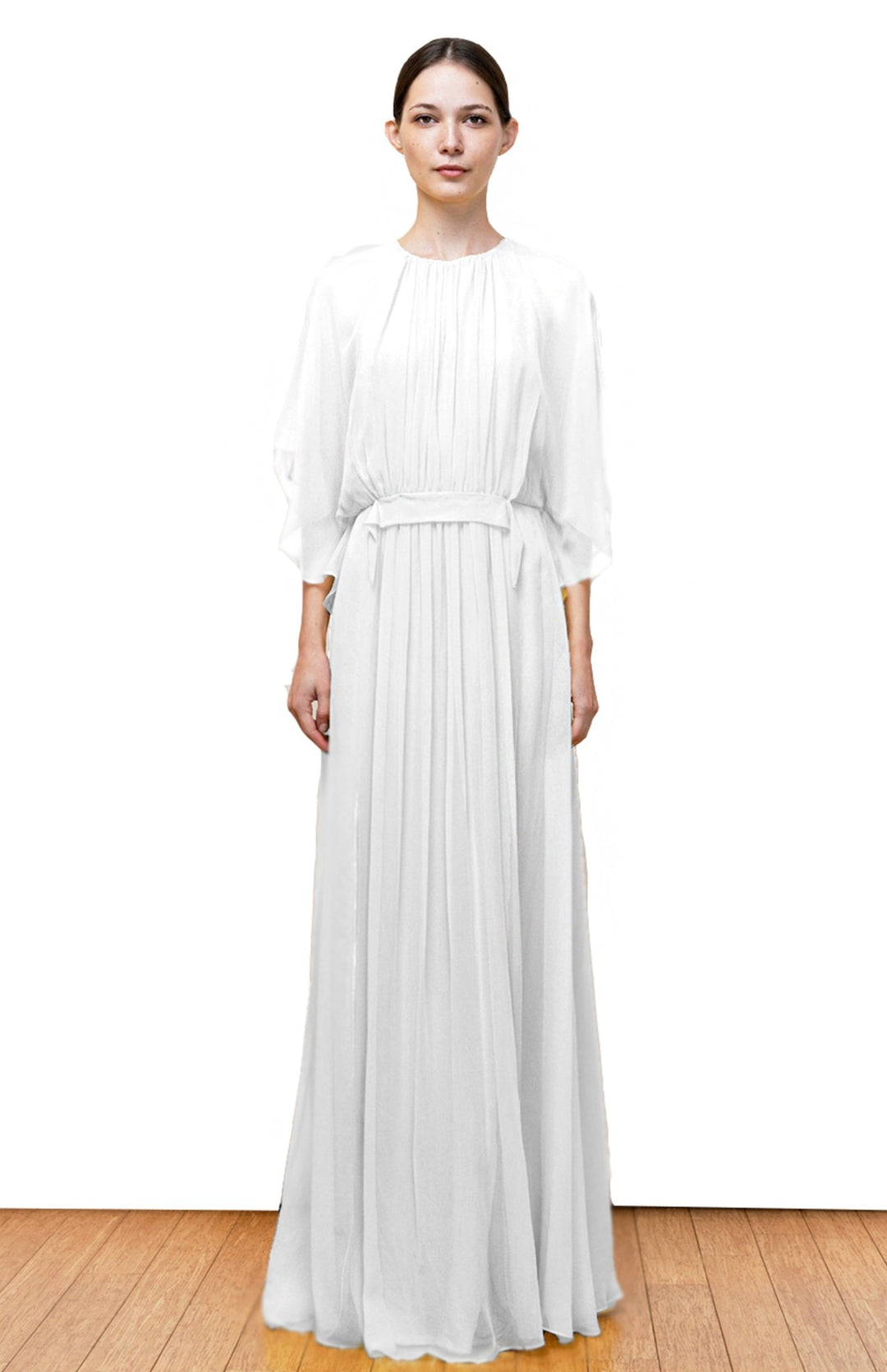 long silk white dress