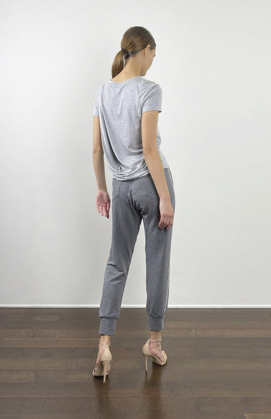 Grey, slim cut, smart sweatpants, with contrast binding in lux jersey knit fabric.