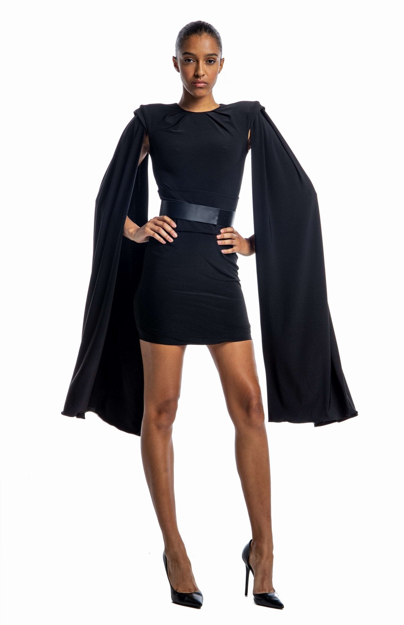 Short cape best sale sleeve dress